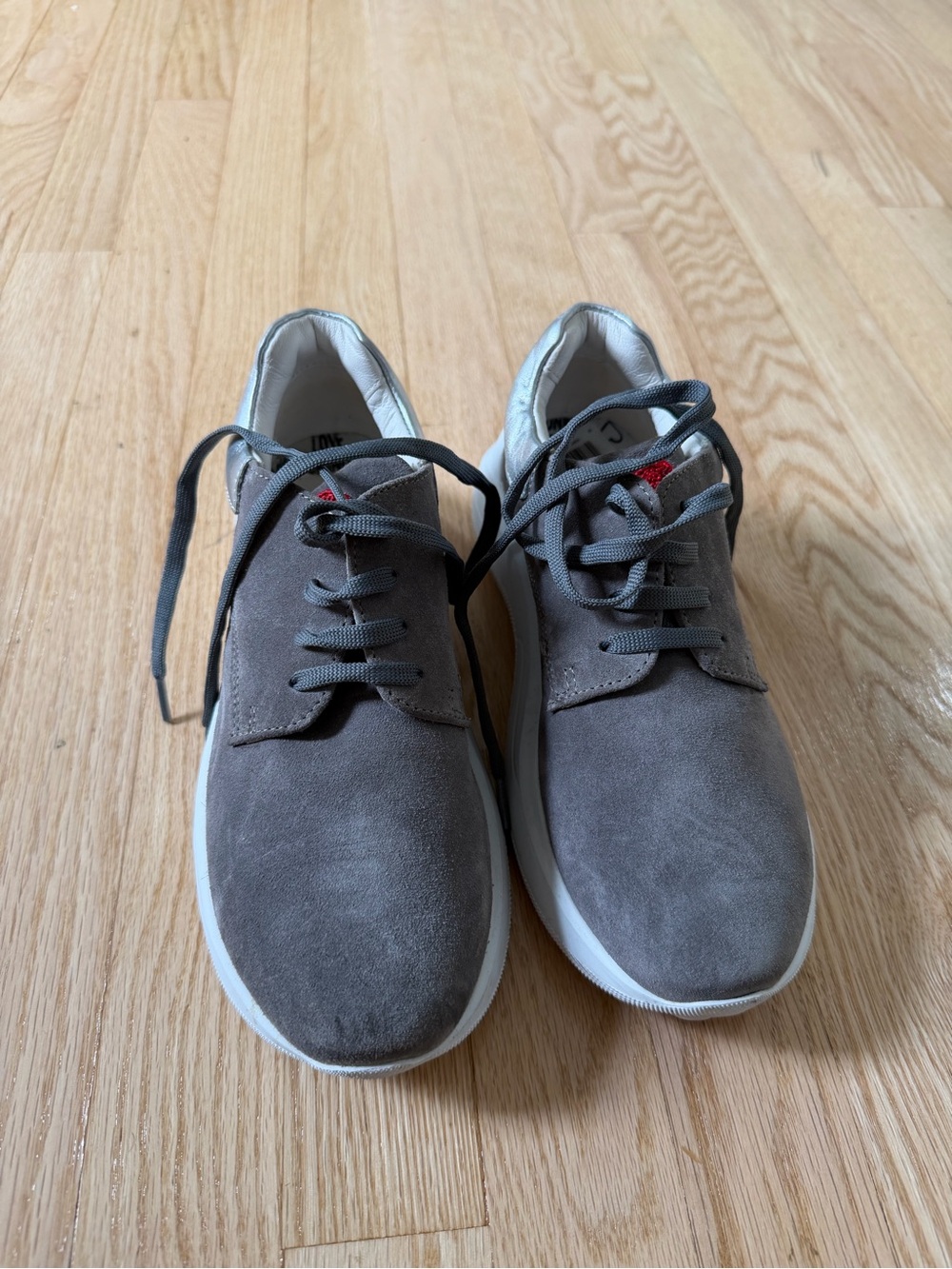 Moschino Gray Suede Lace-Up Sneakers